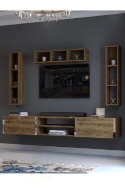 Festival Tv Ünitesi S13006-2 İstanbul Ceviz Silver Duvara Monte tv sehpası