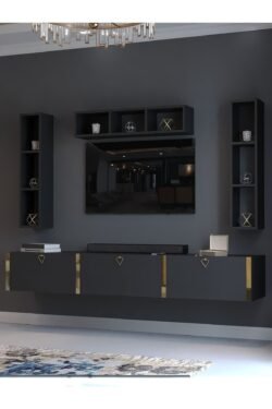 Festival Tv Ünitesi G13007-4 Antrasit Gold Duvara Monte tv sehpası