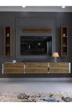 Festival Tv Ünitesi S13008-2 İstanbul Ceviz Silver Duvara Monte tv sehpası