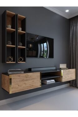 Festival Tv Ünitesi G13000-4-6 Antrasit  A. Çam Gold Duvara Monte tv sehpası