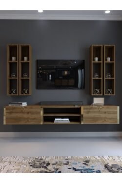 Festival Tv Ünitesi G13000-2 İstanbul Ceviz Gold Duvara Monte tv sehpası