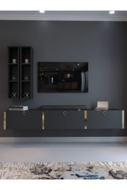 Festival Tv Ünitesi G13003-4 Antrasit Gold Duvara Monte tv sehpası
