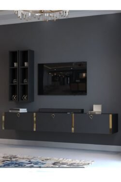Festival Tv Ünitesi G13003-4 Antrasit Gold Duvara Monte tv sehpası