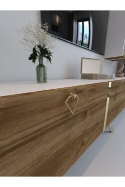 Festival Tv Ünitesi G3007-2-1 CEVİZ BEYAZ  - COLOR Gold Tv Sehpası ve Duvar Rafı