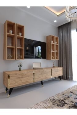 Festival Tv Ünitesi G3002-6 ATLANTİK GOLD COLOR Tv Sehpası ve Duvar Rafı