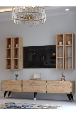 Festival Tv Ünitesi G3002-6 ATLANTİK GOLD COLOR Tv Sehpası ve Duvar Rafı