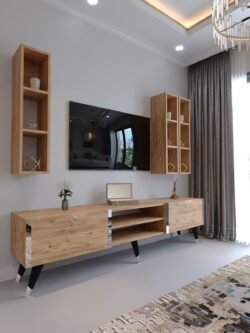 Festival Tv Ünitesi S3006-6 ATLANTİK SİLVER COLOR Tv Sehpası ve Duvar Rafı