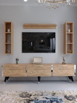 Festival Tv Ünitesi S3008-6 ATLANTİK SİLVER COLOR Tv Sehpası ve Duvar Rafı