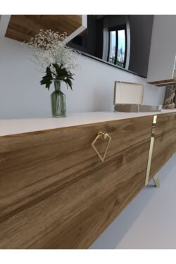 Festival Tv Ünitesi G3002-2-1 CEVİZ BEYAZ  - COLOR Gold Tv Sehpası ve Duvar Rafı