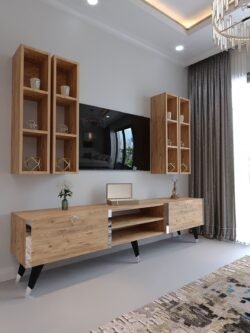 Festival Tv Ünitesi S3001-6 ATLANTİK SİLVER COLOR Tv Sehpası ve Duvar Rafı
