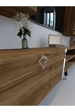 Festival Tv Ünitesi S3001-2 CEVİZ - COLOR Silver detaylı Minifiks Bağlantı Tv Sehpası ve Duvar Rafı