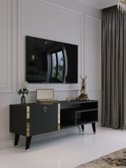 Festival Tv Sehpası G6307-4 Antrasit Gold detaylı Minifiks Bağlantı Tv Ünitesi