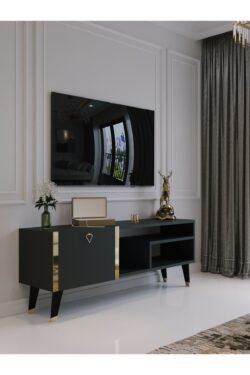 Festival Tv Sehpası G6307-4 Antrasit Gold detaylı Minifiks Bağlantı Tv Ünitesi