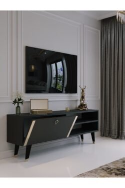 Festival Tv Sehpası G6304-4 Antrasit Gold detaylı Minifiks Bağlantı Tv Ünitesi