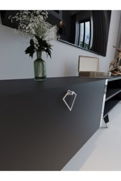 Festival Tv Ünitesi S3000-4 Antrasit - Silver Detaylı Minifiks Bağlantı Tv Sehpası Ve Duvar Rafı