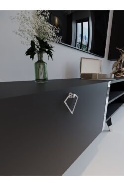 Festival Tv Ünitesi G3006-4 Antrasit - Silver detaylı Minifiks Bağlantı Tv Sehpası ve Duvar Rafı