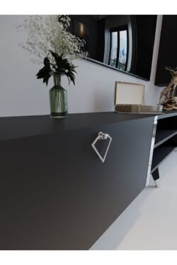 Festival Tv Ünitesi S3009-4 Antrasit - Silver Detaylı Minifiks Bağlantı Tv Sehpası Ve Duvar Rafı
