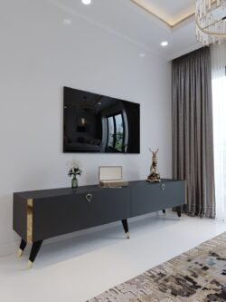 Festival Tv Ünitesi G3011-4 Antrasit Gold detaylı Minifiks Bağlantı Tv Sehpası