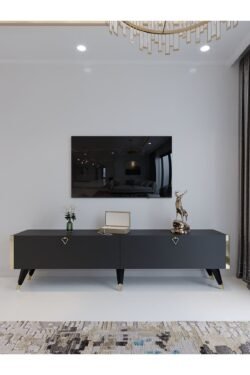 Festival Tv Ünitesi G3011-4 Antrasit Gold detaylı Minifiks Bağlantı Tv Sehpası