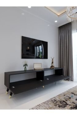 Festival Tv Ünitesi G3011-4 Antrasit Gold detaylı Minifiks Bağlantı Tv Sehpası