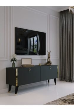 Festival Tv Sehpası G6305-4 Antrasit Gold detaylı Minifiks Bağlantı Tv Ünitesi