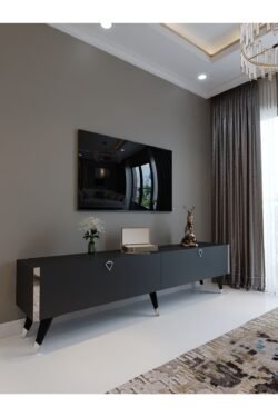 Festival Tv Ünitesi S3011-4 Antrasit Silver detaylı Minifiks Bağlantı Tv Sehpası