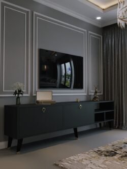 Festival Tv Ünitesi G6501-4 Antrasit Gold detaylı Minifiks Bağlantı Tv Sehpası