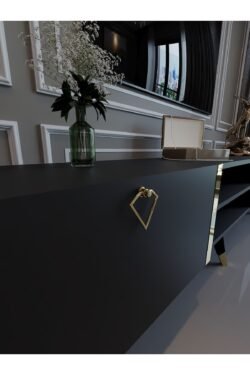 Festival Tv Ünitesi G3030-4 Antrasit Gold detaylı Minifiks Bağlantı Tv Sehpası