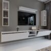 Festival Tv Sehpası Q6405-1 225 CM Beyaz Parlak Minifiks Bağlantı Duvara Monte Tv Ünitesi