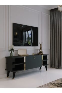 Festival Tv Sehpası G6306-4 Antrasit Gold detaylı Minifiks Bağlantı Tv Ünitesi