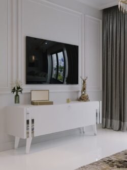 Festival Tv Ünitesi S6302-1 Beyaz Gümüş 120 Cm Tv Sehpası Minifiks Bağlantı Dışarıdan Vida Gözükmez