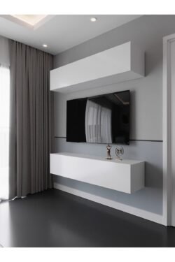 Duvara Monte Tv Sehpası Beyaz S6203-1