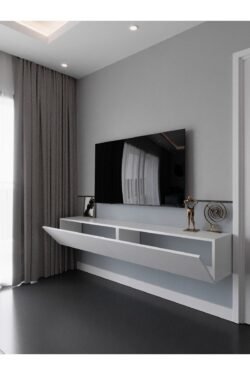 Duvara Monte Tv Sehpası Beyaz Q6106-1