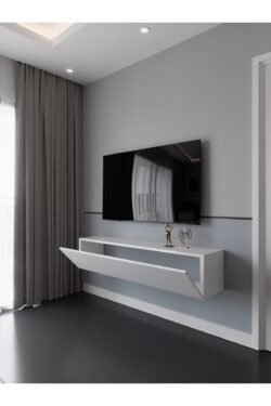 Duvara Monte Tv Sehpası Beyaz S6205-1