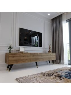 Modern Tv Sehpası Üçgen Kulp Kepli Q8017-2 Ceviz
