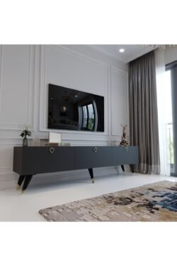 Modern Tv Sehpası Üçgen Kulp Kepli Q8017-4 Antrasit