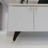 Modern Tv Sehpası Gold Üçgen Kulp Kepli G9025-1 Beyaz 35 Cm Derinlik