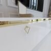 Modern Tv Sehpası Gold Üçgen Kulp Kepli G9025-1 Beyaz 35 Cm Derinlik