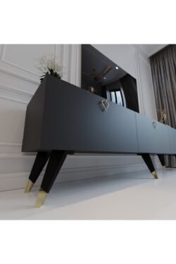 Modern Tv Sehpası Üçgen Kulp Kepli Q8017-4 Antrasit