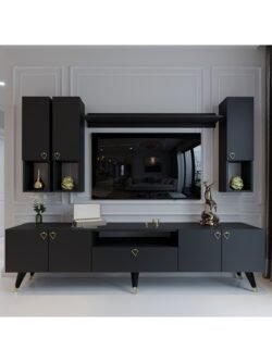 Modern Tv Sehpası Gold Üçgen Kulp Kepli Q8024-4 Antrasit