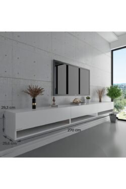 Duvara Monte Tv Sehpası Beyaz S6103-1