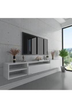 Duvara Monte Tv Sehpası Beyaz S6111-1