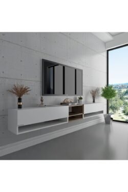Duvara Monte Tv Sehpası Beyaz S6104-1