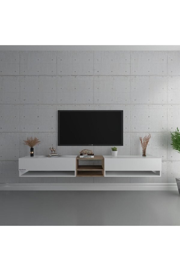 Duvara Monte Tv Sehpası Beyaz S6104-1