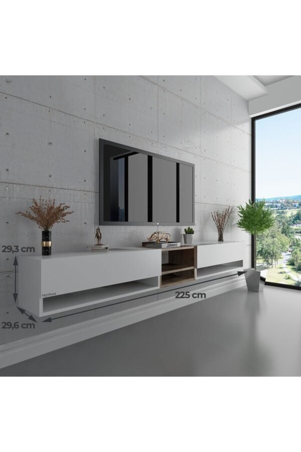 Duvara Monte Tv Sehpası Beyaz S6104-1