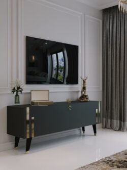 Festival Tv Ünitesi G6302-4 Antrasit Gold 120 Cm Tv Sehpası Minifiks Dışarıdan Vida Gözükmez