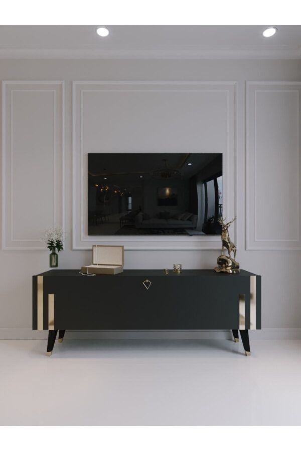 Festival Tv Ünitesi G6302-4 Antrasit Gold 120 Cm Tv Sehpası Minifiks Dışarıdan Vida Gözükmez