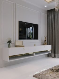 Duvara Monte Tv Sehpası Beyaz Gold Q6301-1