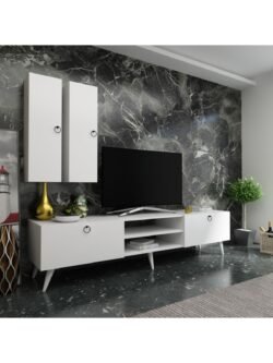 Ideal Tv Ünitesi + Duvar Raf Ve Dolaplı Q7822-1 Beyaz
