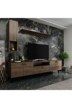 Ideal Tv Ünitesi Duvar Raf Ve Duvar Dolaplı Q7026-2 Ceviz